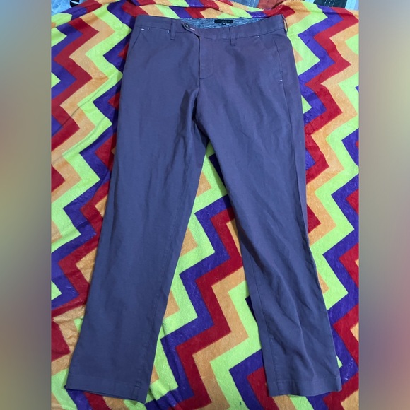 Ted Baker Genay Slim Fit Chinos Trousers Maroon Burgundy 32R NWOT - Picture 1 of 4